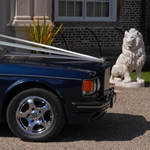 Yorkshire Wedding Cars - Royal Blue Bentley Turbo RL, front 1/4. Based near Harrogate, North Yorkshire